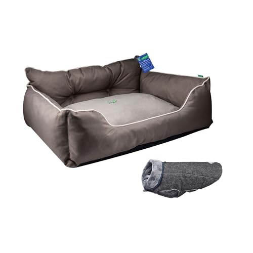 United Colors of Benetton Haustierbett | Farbe Braun | Maße 65 x 50 x 20 cm | ergonomisches Bett für mittelgroße Hunde | maschinenwaschbarer Bezug | und Mantel für Haustiere 30 cm schwarz von United Colors of Benetton