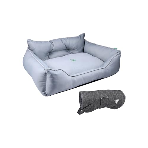 United Colors of Benetton Haustierbett | Farbe Grau | Maße 50 x 40 x 18 cm | ergonomisches Bett für mittelgroße Hunde | maschinenwaschbarer Bezug | und Haustiermantel 25 cm, schwarz von United Colors of Benetton