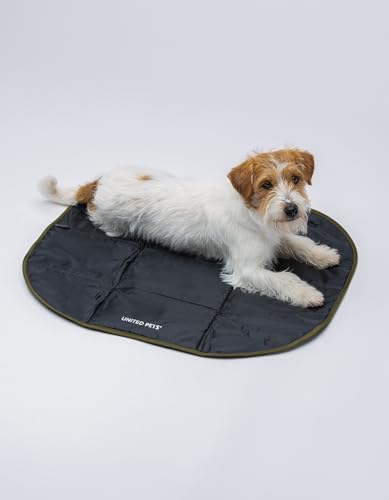 United Pets Lazy Dog Mat – Tragbares Hundebett für Hunde, faltbar, Matte für Restaurant und Reisen, leichte Hundematte, Schwarz/Grün von United Pets