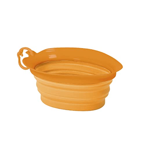 United Pets Leaf Bowl Design Reisenapf für Hunde, faltbar und zum mitnehmen, aus ungiftigem Silikon, Orange, Einheitsgröße von United Pets