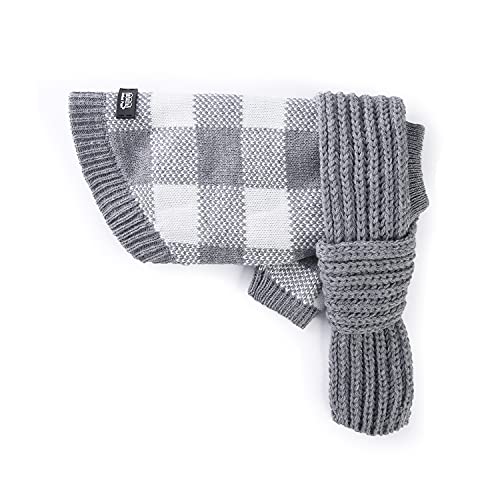 United Pups Hundepullover mit Schal für kalte Herbst/Winter, warme Welpenbekleidung, Strickware, Hundebekleidung (Modern Pups Grau, Größe XL) von United Pups