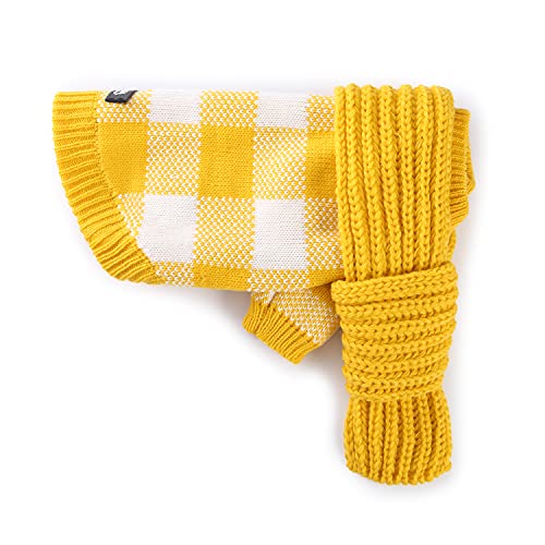 United Pups Hundepullover mit Schal für kalte Herbst/Winter, warme Welpenbekleidung, Strickwaren, Hundebekleidung von Chill Pups (gelb, klein) von United Pups