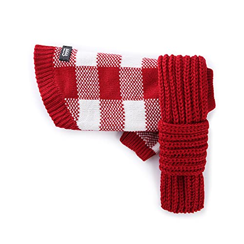 United Pups Hundepullover mit Schal für kaltes Herbst/Winterwetter, warme Welpenbekleidung, Strickware, Hundebekleidung (Cool Pups Crimson, groß) von United Pups