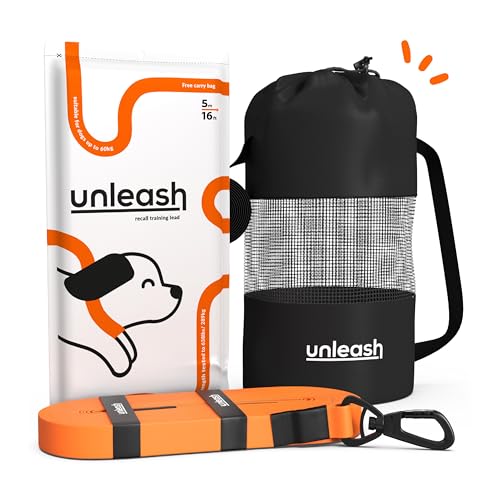 Unleash Trainingsleine für Hunde – Neuer Drehverschluss, wasserdicht, bequem zu benutzen, langlebige Lange Hundeleine mit Tasche für verwicklungsfreies Aufbewahren (Orange, Schwarz) (10M) von Unleash