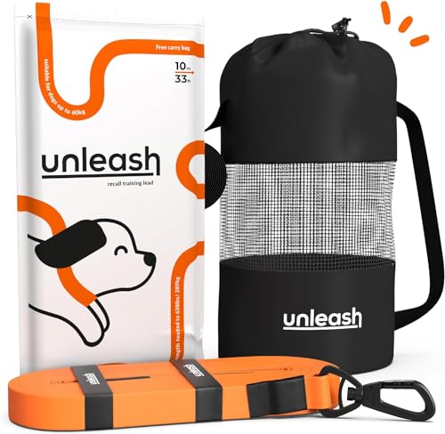 Unleash Trainingsleine für Hunde – UltraSafe abschließbarer Verschluss, wasserdicht, bequem zu bedienen, gebaut, um lange zu halten, mit verhedderungsfreier Aufbewahrungstasche (5 m) von Unleash