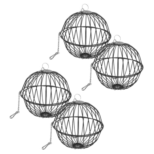 Unomor 4 Stück Hamsterkäfig Heuspenderball Heuraufenball Heufresser Kaninchen Leckerbissen Für Kaninchen Hängende Heuraufe Futterstelle Für Kaninchen Hasenfutter Rostfreier Stahl von Unomor