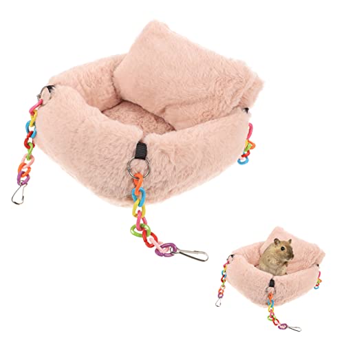 Unomor Hamsternest hamsterbett Hamster Spielzeug Hamster Kuschelhöhle hamsterzubehör Hängemattenbett Haustierkäfig hängendes Bett meerschweinchen zubehör meerschweinchen Bett Flanell Rosa von Unomor