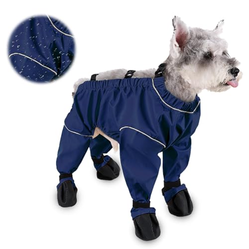 Wasserdichte Hundestiefel mit Hosenträgern, Canada Pooch Strapsstiefel, Regenstiefel, kleine Rassen, Leggings, Schuh zum Schutz der Pfote (Blau, M) von UoQo