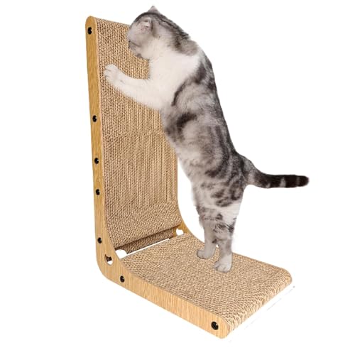 Cardboard Scratchers, L-Shape Scratch Pad, Vertical Cat Rasp, Relaxation Scratcher Board, Wall-Mount, 15.35x10.24x23.62 Inches, Ideal for Indoor Cats, Small Pets, Scratching Needs von Uonguon