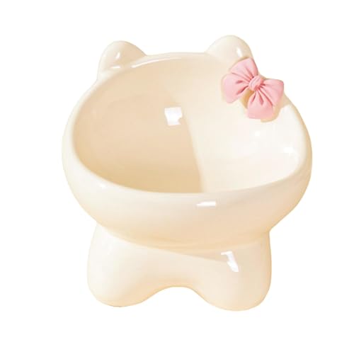 Ceramic Raised Cat Bowl | Tilted Ceramic Cat Bowl | 15-Degree Tilted Pet Food Bowl Comfortable Feeding | Non-Slip Kitten-Shape Design for Indoor Cats and Small Dogs von Uonguon