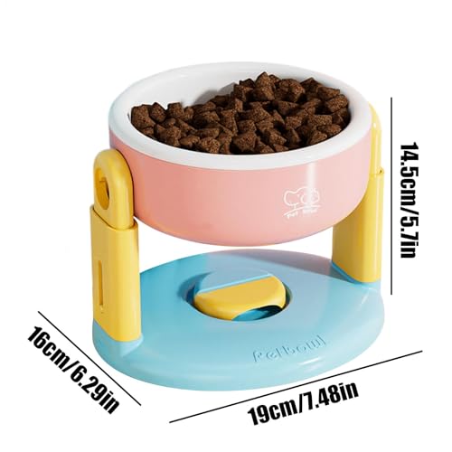 Elevated Cat Food Bowl, Raised Tilted Cat Water Bowls with Adjustable Height, Anti-Vomiting Pet Feeding Bowl with Suction Base for Kittens, Puppies, Small Dogs von Uonguon