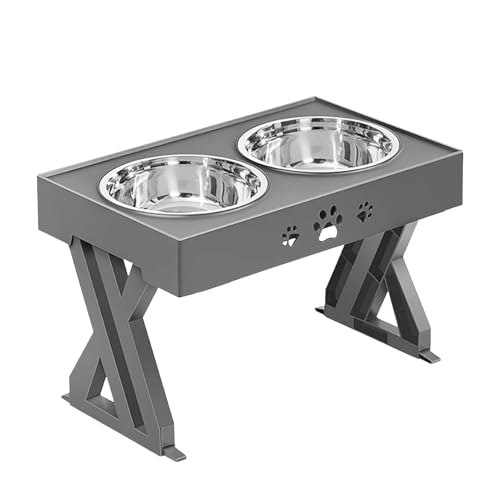 Elevated Dog Bowls, Height Adjustable Stand, Food Water Basin, No Spill Design, Pet Dishes Set, (17.32x10.79x11.34 Inches), Perfect for Small, Medium, Large Dogs von Uonguon