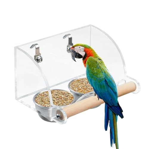 Indoor Bird Feeder, Transparent Bird Cage Water Feeder, Interactive Parrot Food Bowl, Foraging Toy and Feeding Dish for Cockatiel, Finch, Lovebirds, Canary, Squirrel von Uonguon