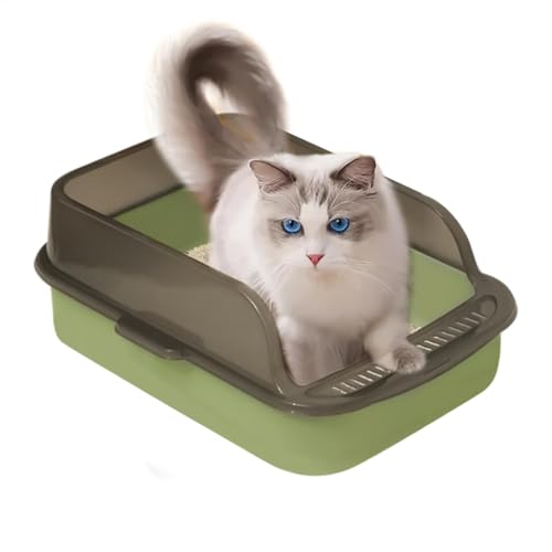 Open Litter Box, High Sided Litter Box, Leak Proof Hygienic Odor Control Cat Pan, Easy to Clean Kitten Toilet, for Home and Indoor Use Pets, 15.35x11.02x5.71 Inches von Uonguon