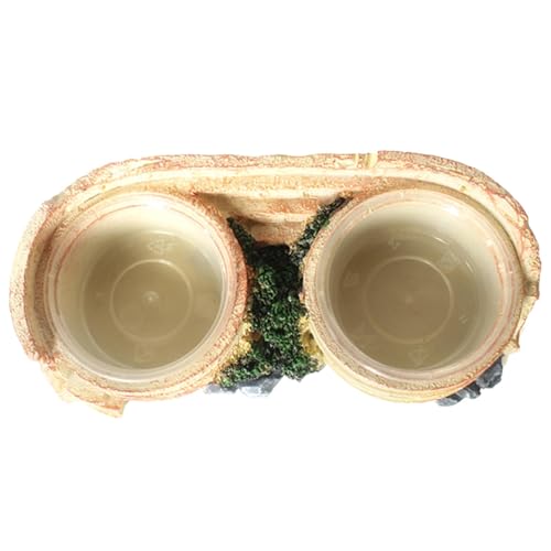 Reptiles Double Food Dish, Resin Feeding Tray, Two Compartment Feeding Station, Easy to Clean, Ideal for Small Pets, Terrariums, and Reptile Habitats, 7.56x3.54x1.85 Inch von Uonguon