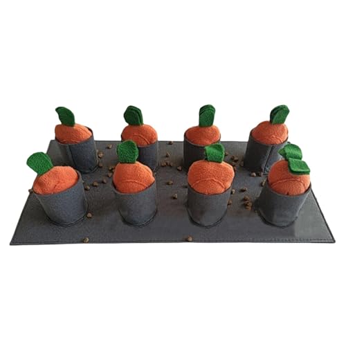 Sniff Mat for Puppies, Interactive Carrot Patch Puzzle, Dog Feeding Mat with 8 Plush Carrots, Non-Slip Snuffle Pad for Large, Medium, and Small Dogs, 19.69x9.84 Inch von Uonguon