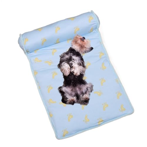 Uonguon Cooling Dog Bed, Foldable Washable Pet Cooling Mat, Breathable Ice Pad Cushion for Dogs and Kittens, Puppy Blanket with Pillow, Cute Sleeping Pad, 23.62x15.75x5.91 inches von Uonguon