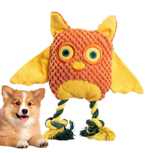 Uonguon Squeaky Owl Dog Toy for Aggressive Breeds, Tough Plush Interactive Chewing Toy for Puppies, Pet Training Tool, Healthy Play and Teething Relief, 8.66x8.66 Inches von Uonguon