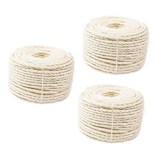 Uonlytech 3 STK Vintage Schnur Katzenseil Selber Machen Ersatz Für Katzenkratzbaum Katzenpost Bindeseil Haustier Katze Kratzt Seil Katzenkrallenseil DIY Natürlich Sisal Post Greifen von Uonlytech