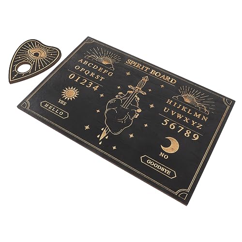 Uonlytech Geistertafel aus Holz mit Planchette Ouija-Brett Pendel Wünschelrute Weissagungstafel Metaphysisches Nachrichtenbrett Altar Hexerei Altarzubehör-Set a von Uonlytech