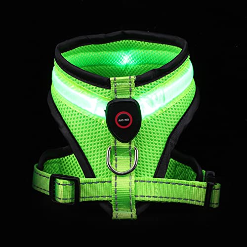 Uonlytech Weste Hund Led 1 Set Licht Up Hund Harness USB Aufladbare Pet Zurück Strap Atmungsaktive Leucht Hund Sicherheit Protector Weste für Outdoor Walking Grün Medium Beleuchteter Hundegurt. von Uonlytech