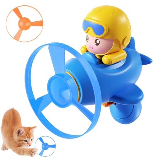 Uoqpty Cat Toy Flying Disc, Cat Fetch Propeller Toy, Interaktive Katzenfetch -Spielzeug, Kätzchen -Haustier -Tracks, die Scheibe mit bunten fliegenden Propellern für die Jagd der Jagd -Jagd von Uoqpty