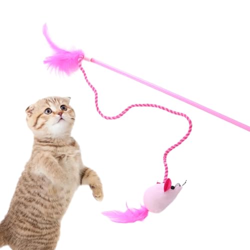 Uoqpty Feder Teaser Katzenspielzeug, Katzen Teaser | Plüsch Mäuse Form Feather Interactive Katzen Teaser String Spielzeug | Kätzchen String Spielen mit Catnip für Kätzchen Indoor -Zubehör von Uoqpty