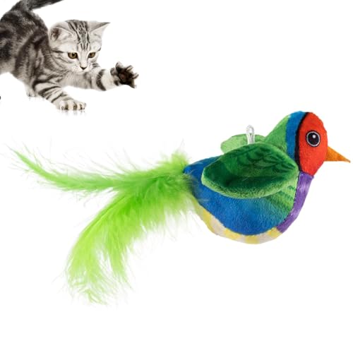 Uoqpty Flapping Bird Cat Toy,Cute Cat Toy Chirping Birds | Realistic Bird Cat Toy, Automatic, Super Soft, Interactive Flying Bird Toy for Indoor Cats Exercise von Uoqpty