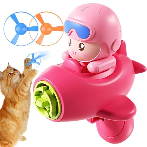 Uoqpty Flying Propeller Cat Toy, Hubschrauberkatze Spielzeug,Interaktive Katzenfetch -Spielzeug | Kätzchen -Haustier -Tracks, die Scheibe mit bunten fliegenden Propellern für die Jagd der Jagd -Jagd von Uoqpty