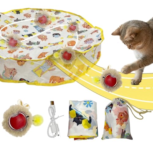 Uoqpty Interaktives Katzenspielzeug für Indoor-Katzen, bewegungsaktiviertes interaktives Katzenspielzeug, intelligentes elektrisches Kätzchen-Spielzeug, wiederaufladbar, aktives Spielzeug, Spiel für von Uoqpty