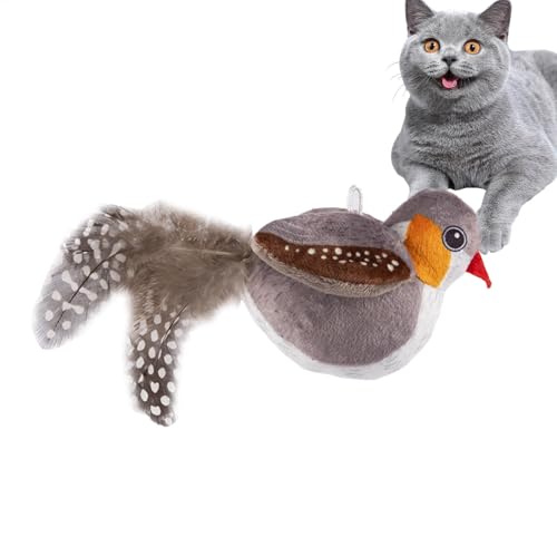 Uoqpty Katzen-Vogelspielzeug Flapping - Flapping Wings Katzenspielzeug - Automatisches Katzenspielzeug, Fliegendes Vogelspielzeug, Interaktives Superweiches Katzenspielzeug Vogel Der Flaps für Indoor von Uoqpty