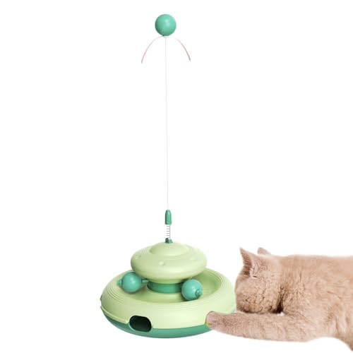 Uoqpty Plattenspieler Ballspielzeug, Cat Track Toy - Buntes Kätzchen -Übungsspielzeug,Tragbarer Tieranreicherungsball, lustige Haustiervorräte für Zuhause, Reisen von Uoqpty