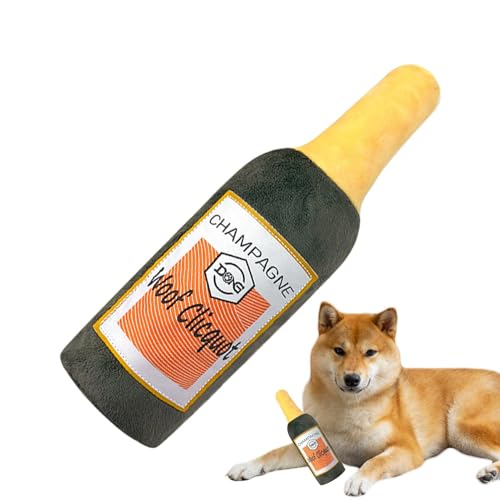 Uoqpty quietschendes Hundespielzeug, Kauspielzeug aus Plüsch mit Bierflasche, Kauspielzeug für Hunde, interaktives Hundespielzeug für kleine, mittelgroße und große Hunde von Uoqpty