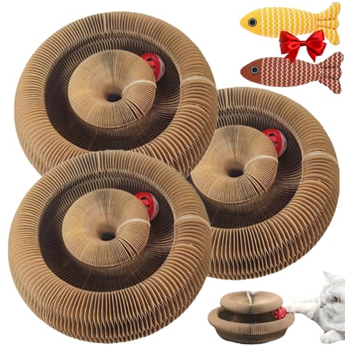 Katzenwirbel Magische Orgel Katzen Wirbel Spielzeug, Katzen Wirbel Spielzeug Indoor Interaktives Kratzpad, Foldable Convenient Katzen Kratzbrett Durable Recyclable Spielzeug Für Katzen Mit Ball (3Pcs) von Uornwz