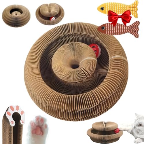 Katzenwirbel Magische Orgel Katzen Wirbel Spielzeug, Katzen Wirbel Spielzeug Indoor Interaktives Kratzpad, Foldable Convenient Katzen Kratzbrett Durable Recyclable Spielzeug Für Katzen Mit Ball (1Pc) von Uornwz