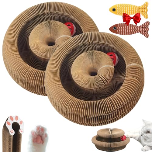 Katzenwirbel Magische Orgel Katzen Wirbel Spielzeug, Katzen Wirbel Spielzeug Indoor Interaktives Kratzpad, Foldable Convenient Katzen Kratzbrett Durable Recyclable Spielzeug Für Katzen Mit Ball (2Pcs) von Uornwz