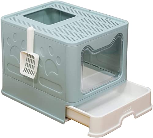 Uotyle Katze Wurf Box mit Top Eintrag Faltbare Katzen Wurf Tablett mit Deckel große Toilette Einschließlich Pet Plastic Scoop, Grün von Uotyle