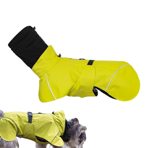 Uozonit Wasserdichter Hunderegenmantel,Hunderegenmantel,Atmungsaktive Hunde-Regenjacke - Wasserdichter Regenmantel mit nachtreflektierenden Streifen, beruhigender Kopfbedeckung, Verstellbarer von Uozonit