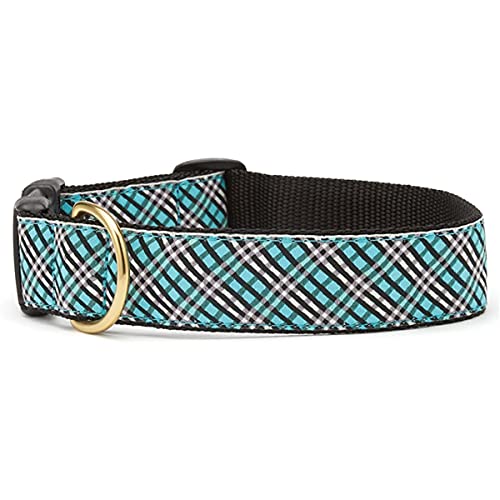 Bis Country Aqua kariert Hunde Halsband, M (Wide), blau von Up Country