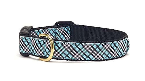 Bis Country Aqua kariert Hunde Halsband, XS (Narrow), blau von Up Country