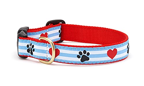 Up Country Hundehalsband mit Pfotenabdruck, gestreift, Größe S 22,9–38,1 cm, Breite 2,5 cm von Up Country