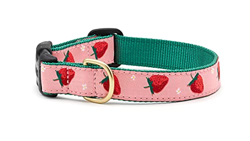 Up Country Strawberry Fields Hundehalsband mit Erdbeerfeld-Muster, Größe M (30,5 bis 45,7 cm), 1,6 cm schmale Breite) von Up Country