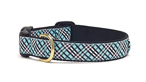 bis Country Aqua Kariert Hunde Halsband, M (Narrow), Blau von Up Country