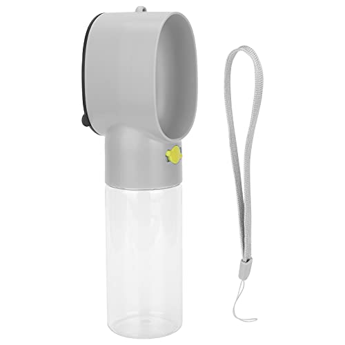 Uplory Hundewasserflasche, tragbare Hundewasserflasche, 2-in-1-teiliges Material, auslaufsicheres Schnallendesign, U-förmige Rille auf der Rückseite mit einem Deckel, tragbare (Grey) von Uplory