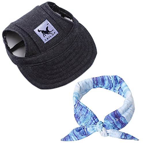 Kühlhalsband Mit Baseballmütze für Haustiere,Hunde Baseball Cap Sonnenschutz Hut Sommer Reise Hut Outdoor Sport Hut Hundecap Sonnenschutzkappen mit Ohrlöcher Kopftücher Kühlend für Hund, Katze von Uposao