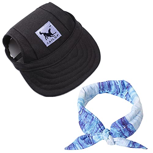 Kühlhalsband Mit Baseballmütze für Haustiere,Hunde Baseball Cap Sonnenschutz Hut Sommer Reise Hut Outdoor Sport Hut Hundecap Sonnenschutzkappen mit Ohrlöcher Kopftücher Kühlend für Hund, Katze von Uposao