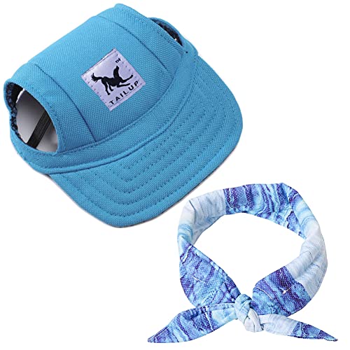 Kühlhalsband Mit Baseballmütze für Haustiere,Hunde Baseball Cap Sonnenschutz Hut Sommer Reise Hut Outdoor Sport Hut Hundecap Sonnenschutzkappen mit Ohrlöcher Kopftücher Kühlend für Hund, Katze von Uposao