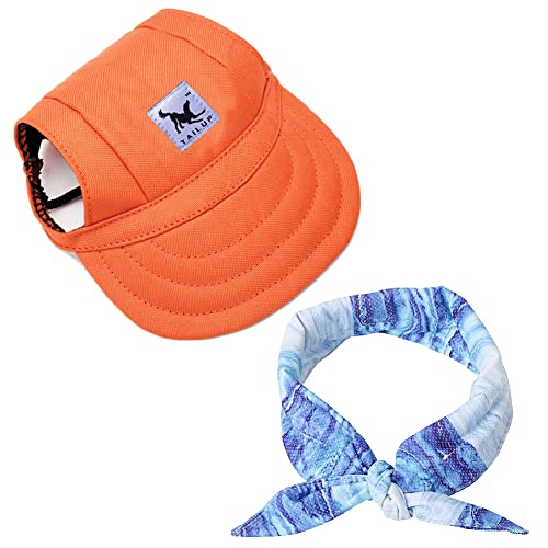 Kühlhalsband Mit Baseballmütze für Haustiere,Hunde Baseball Cap Sonnenschutz Hut Sommer Reise Hut Outdoor Sport Hut Hundecap Sonnenschutzkappen mit Ohrlöcher Kopftücher Kühlend für Hund, Katze von Uposao