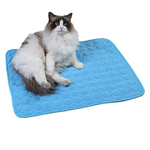 Uposao Kühlmatte für Hunde Katzen Selbstkühlend, Sommerhitze Hund Kühldecke Kälte Hundematte Kühlkissen Pad Haustier Eismatte Haustier Matte für Zwinger und Betten,Blau,100×70cm von Uposao