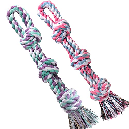 UPSKY Dog Rope Toys 2 Fast Indestructible Dog Toys, Dog Toy for Medium to Large Breed, Dental Cleaning Chew Toys, Dog Tug Toy for Boredom, Dog Rope Toy for Aggressive Chewers Purple von Upsky